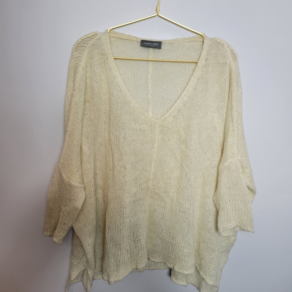 Medium Wooden Ships Cream Mohair Wool Loose Knit Sweater - Picture 1 of 5